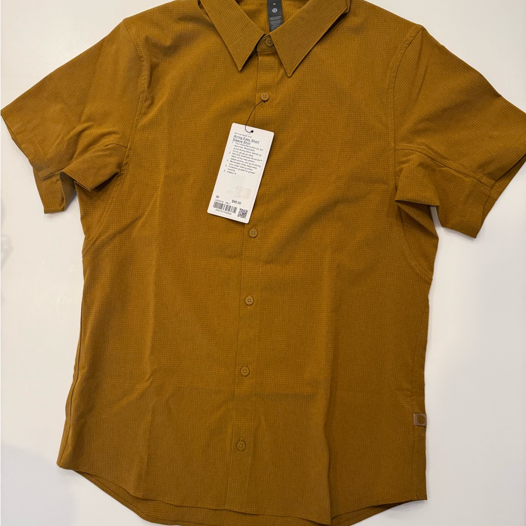 Lululemon Men's Short-Sleeve Button-Up Shirt In Mustard